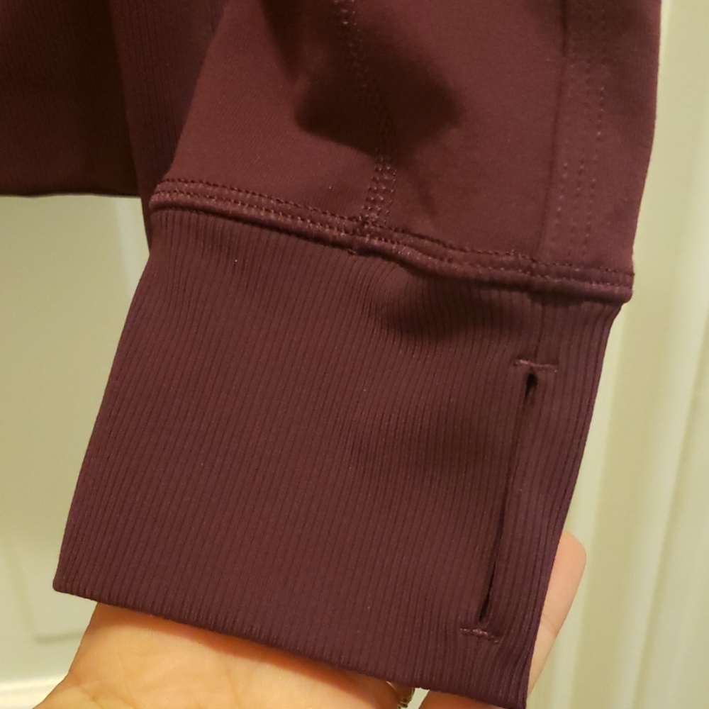 Lululemon in-stride long jacket- burgundy w/ pink & black - Picture 4 of 7